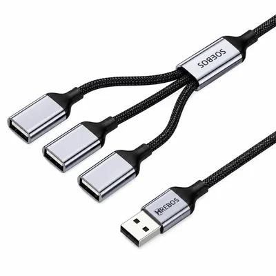 Hub Usb 3 Em 1 Hrebos Ad-226 | 3 Portas Usb Fêmea | 480mbps | Cabo Trançado Reforçado | 3.1a
