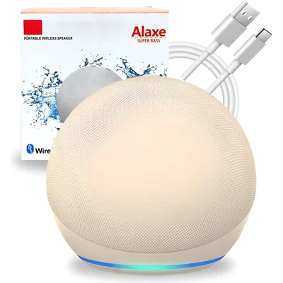 Caixa De Som Estilo Alexa Com LED Som De Alta Qualidade Bege