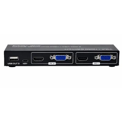 Switch Kvm Hub0079 Dual Screen - 2 PCs Em 2 Monitores, Teclado E Mouse - HDMI 4k E Vga