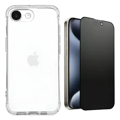 Capinha Silicone + Película Privacidade Fosca Para Iphone 16e