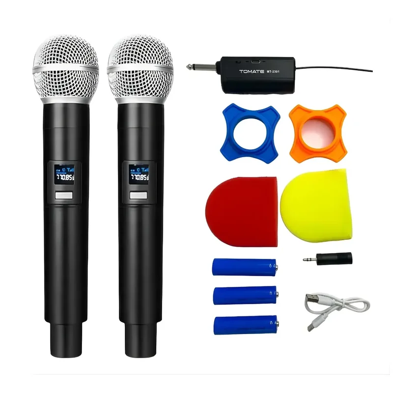 Imagem 3 de 3 do produto Microfone Sem Fio  Tomate Mt-2031 C/ 02 Microfones