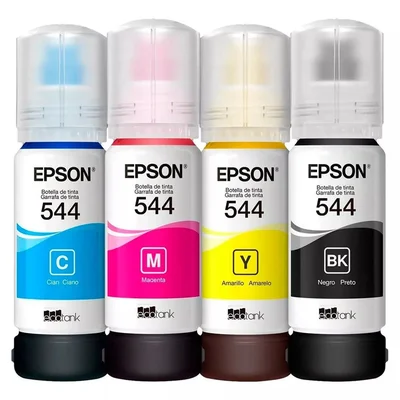 Kit 4 Tintas Compatíveis 544 para Epson L3250 L3110 L3150 L3160 L3210 L3251 Black Cyan Magenta Yellow Alta Qualidade