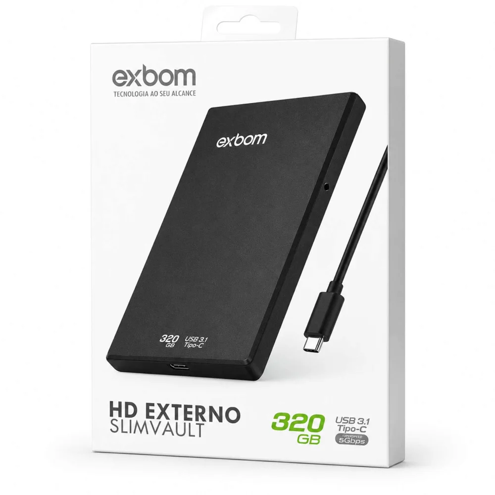 Imagem 3 de 5 do produto Hd Externo 320gb 2,5" Exbom Hde-s3ga Usb - C