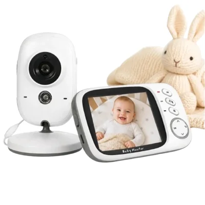Babá Eletrônica Com Câmera E Monitor Lcd 3.2" Visão Noturna Áudio Bidirecional Alcance De Até 250m