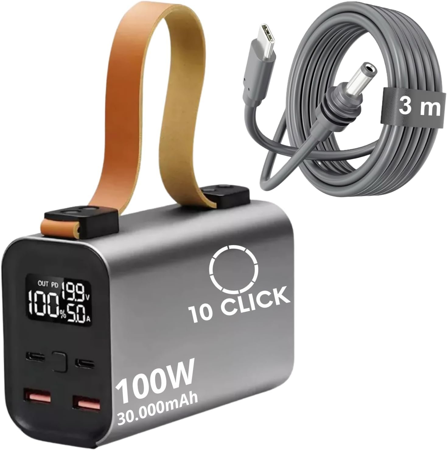 Power Bank 100w 30000mah + Cabo Usb-c/dc 3m Para Starlink Mini Antena Bateria Portátil Externa Potente Carregador Energi
