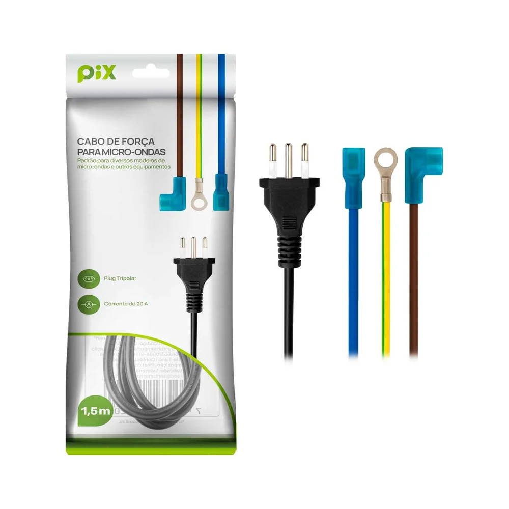 Imagem 3 de 5 do produto Cabo Força 20a 1,5m Bivolt 110v 220v