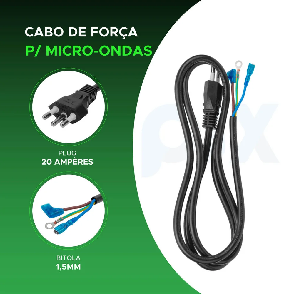 Imagem 4 de 5 do produto Cabo Força 20a 1,5m Bivolt 110v 220v
