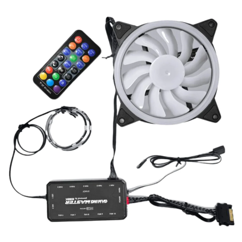 Kit 3 Fan Cooler Argb Controladora Controle Remoto Fita De Led Aana 5