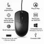 Mouse Óptico Usb Preto Com 1000dpi Conexão Plug E Play E Design Ergonômico Office