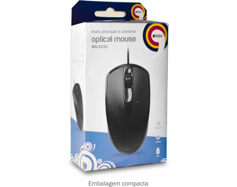 Mouse Óptico Usb Preto Com 1000dpi Conexão Plug E Play E Design Ergonômico Office Mouse Óptico Usb Preto Com 1000dpi Conexão Plug E Play E Design Ergonômico Office