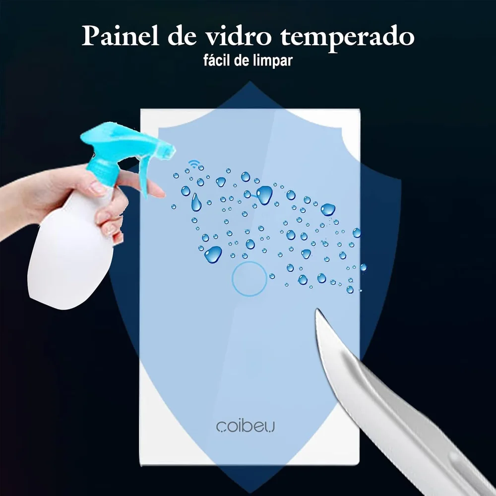 Imagem 4 de 5 do produto Interruptor Wifi Touch 1 Botão Tuya Alexa Não Utiliza Fio Neutro  Coibeu Mb301-l-bra