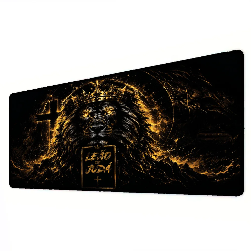 Novo Mouse Pad Gamer Deskpad Speed Extra Grande Borda Costurada Profissional 70x35  - Leão De Judá