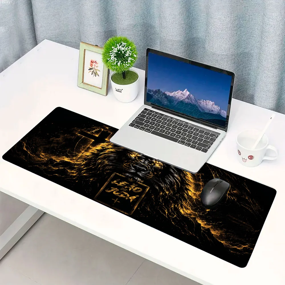 Novo Mouse Pad Gamer Deskpad Speed Extra Grande Borda Costurada Profissional 70x35  - Leão De Judá