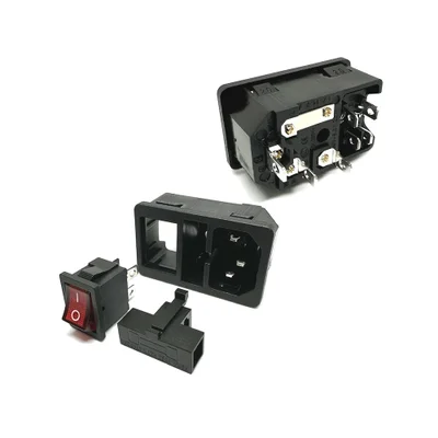 Kit 10 Tomadas Ac Tripolar C14 10a Painel Com Chave E Porta Fusível