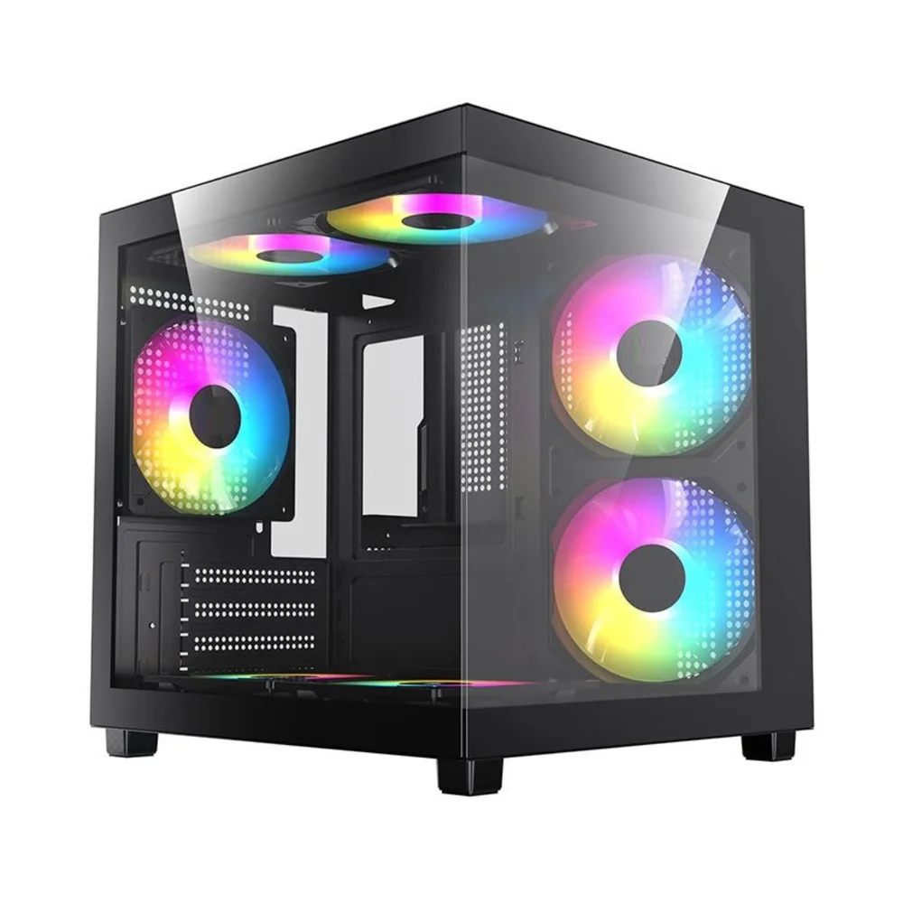 Imagem 2 de 5 do produto Gabinete Gamer Liketec Makan Matx Dark Aquário 5 Fans ARGB Vidro Temperado