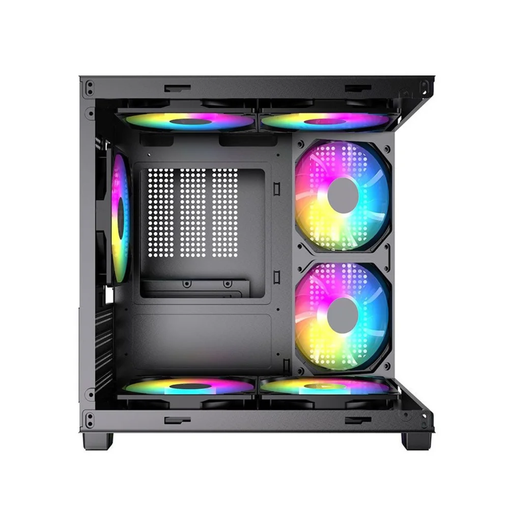 Imagem 3 de 5 do produto Gabinete Gamer Liketec Makan Matx Dark Aquário 5 Fans ARGB Vidro Temperado