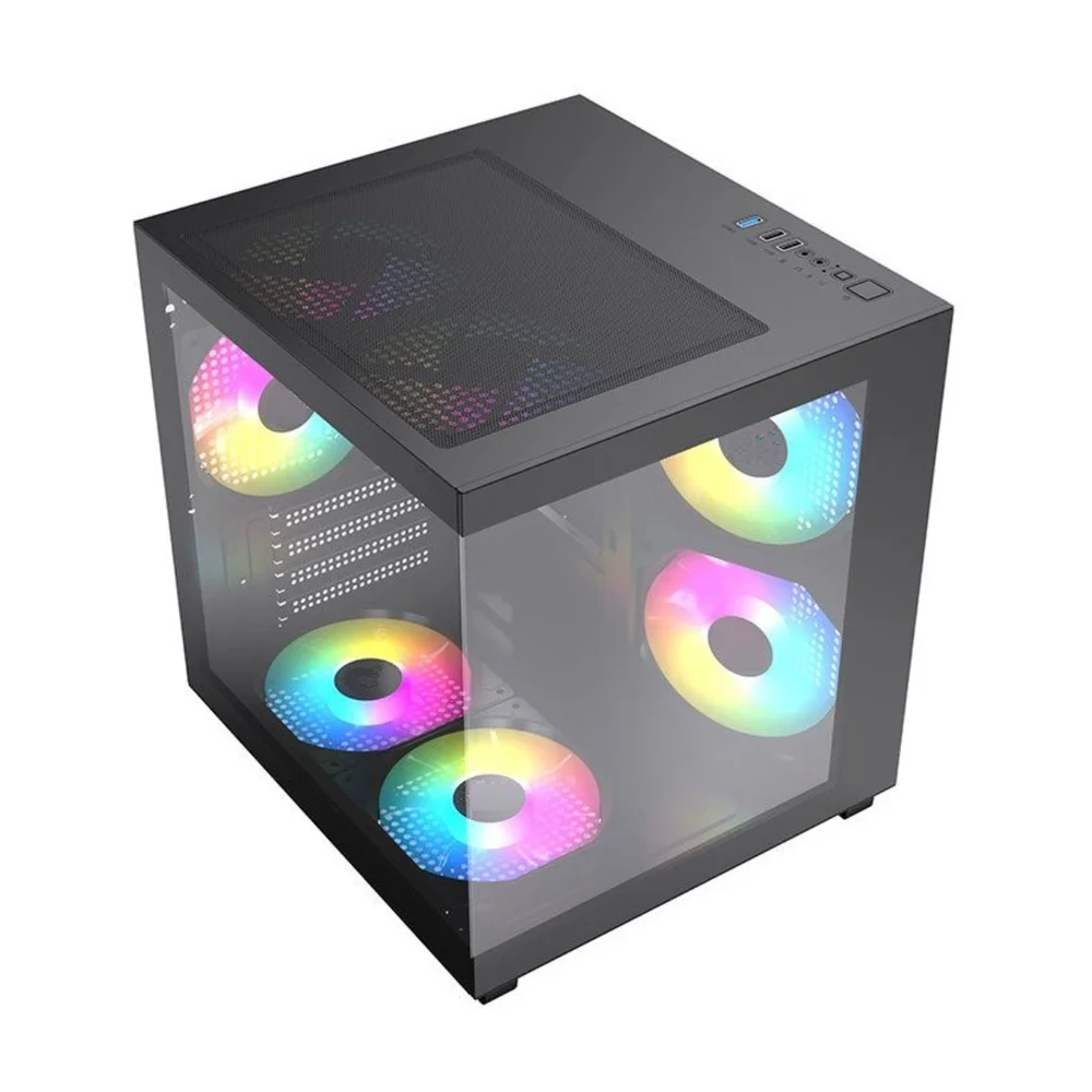 Imagem 4 de 5 do produto Gabinete Gamer Liketec Makan Matx Dark Aquário 5 Fans ARGB Vidro Temperado
