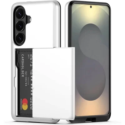 Brcshop | Capa Porta Cartão para o Samsung Galaxy S26 Compartimento Oculto para Armazenamento de 2 Cartões e Proteção Anti impacto - Cor: Prata