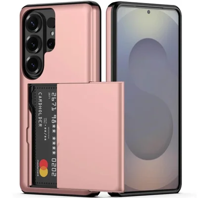 Brcshop | Capa Porta Cartão para o Samsung Galaxy S26 Ultra Compartimento Oculto para Armazenamento de 2 Cartões e Proteção Anti impacto - Cor: Rosé