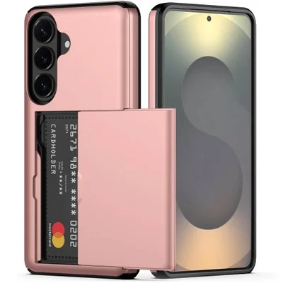Brcshop | Capa Porta Cartão para o Samsung Galaxy S26 Plus Compartimento Oculto para Armazenamento de 2 Cartões e Proteção Anti impacto - Cor: Rosé
