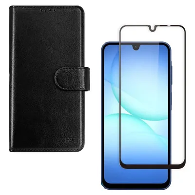 Capa Carteira Preta Flip + Película 3d Vidro Para Samsung Galaxy A16