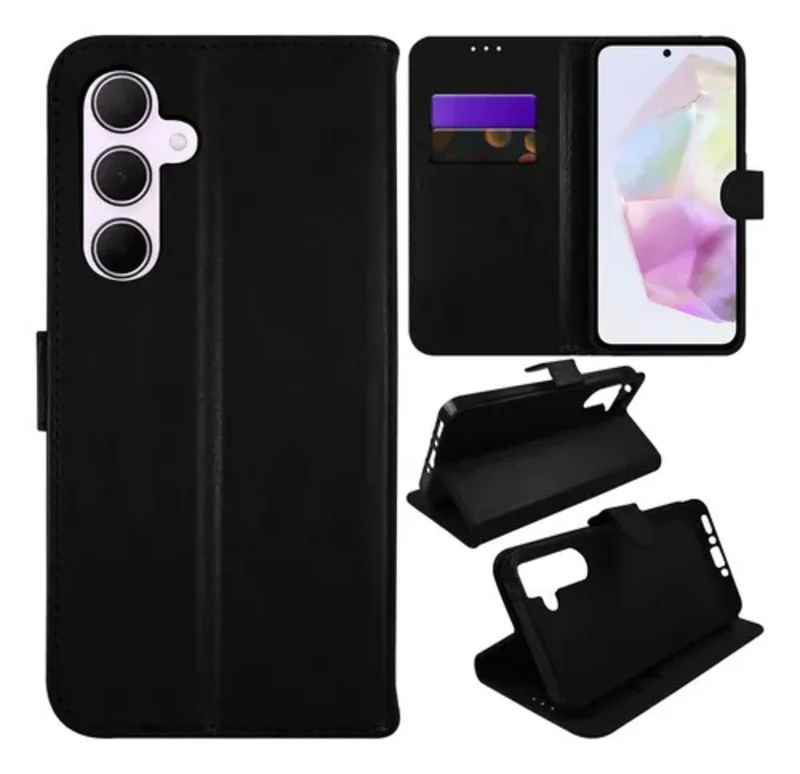 Imagem 4 de 5 do produto Capa Carteira Preta Flip + Película 3d Vidro Para Samsung Galaxy A16