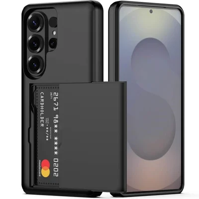 Brcshop | Capa Porta Cartão para o Samsung Galaxy S26 Ultra Compartimento Oculto para Armazenamento de 2 Cartões e Proteção Anti impacto - Cor: Preto