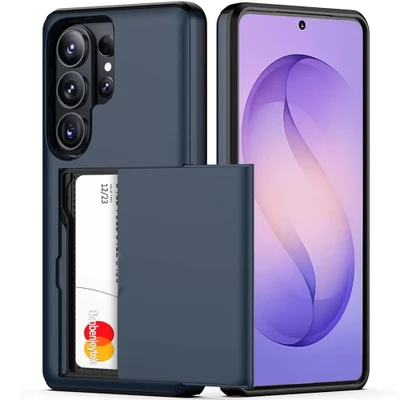 Brcshop | Capa Porta Cartão para o Samsung Galaxy S26 Ultra Compartimento Oculto para Armazenamento de 2 Cartões e Proteção Anti impacto - Cor: Azul