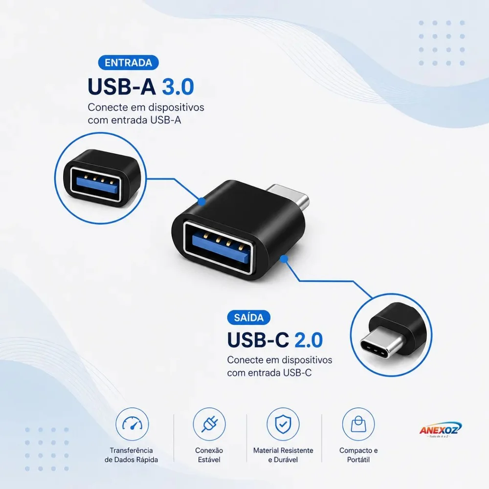 Imagem 3 de 5 do produto Adaptador Otg Usb-c Para Usb-a 2.0 B-max Bm-8648 Compacto Celular Notebook