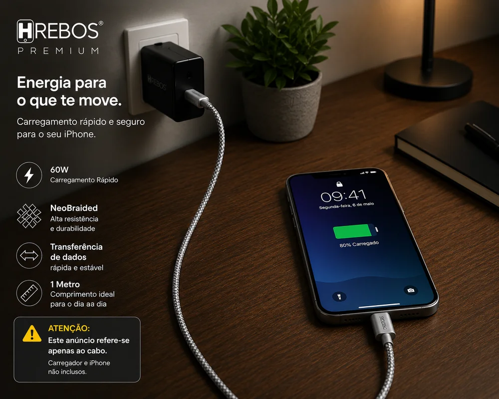 Imagem 3 de 4 do produto Cabo Carregamento Rapido Premium 60w