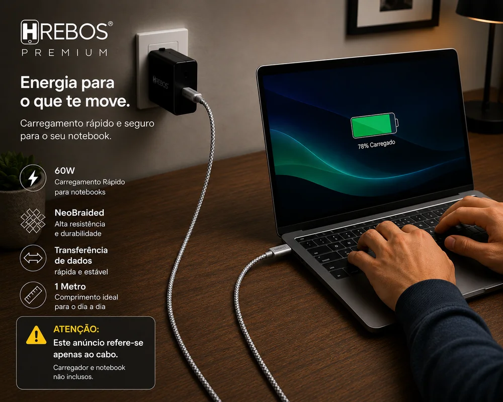 Imagem 4 de 4 do produto Cabo Carregamento Rapido Premium 60w
