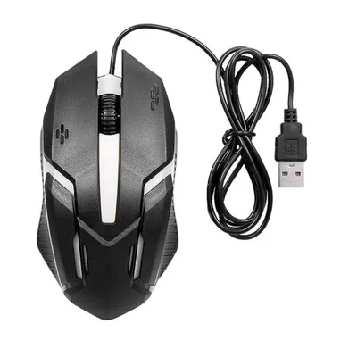 Mouse Usb Com Fio Preto Com Luz De LED Cb-818