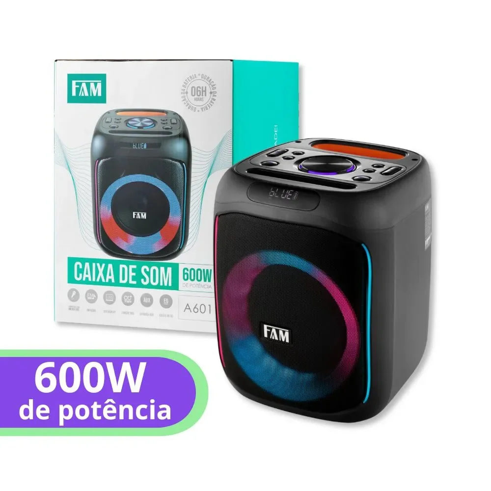 Imagem 2 de 5 do produto Caixa De Som Bluetooth Portátil 600w - Fam - A601m1