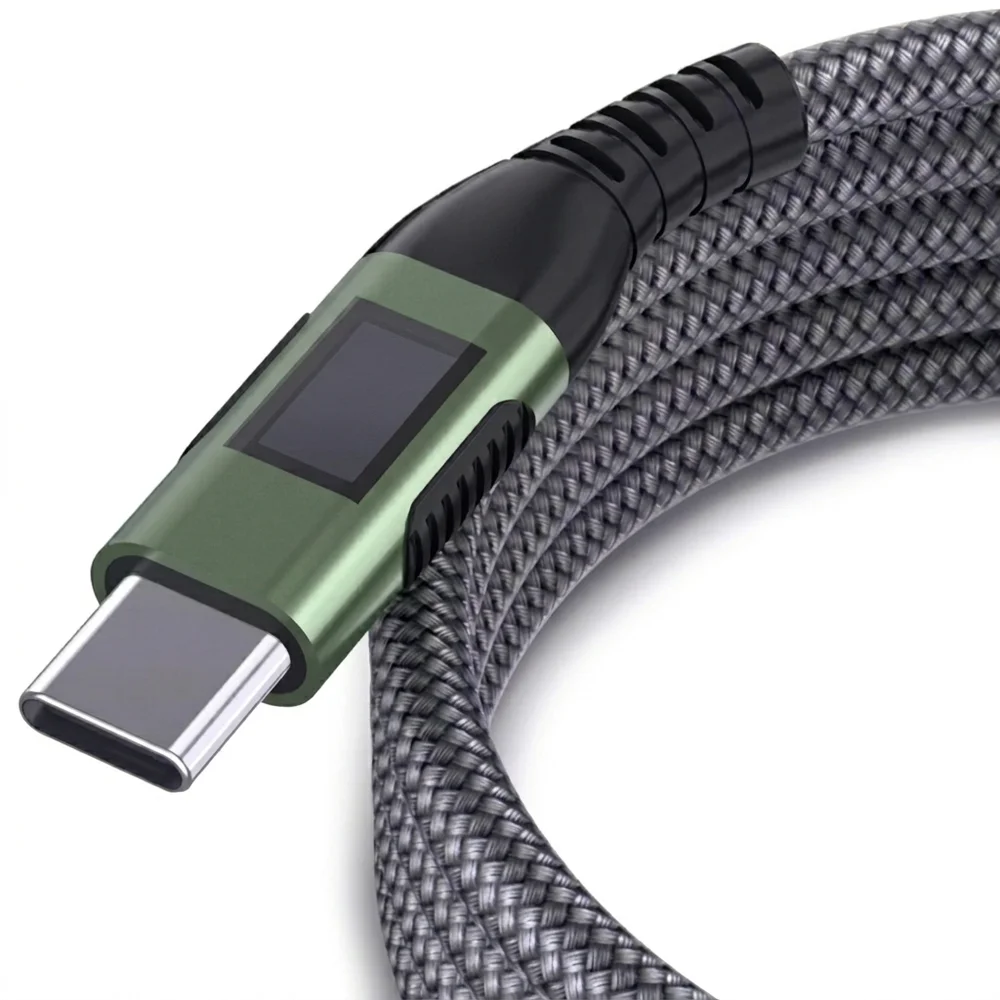 Imagem 4 de 5 do produto Cabo Carregador Usb-c Tipo C Nylon Trançado Ultra Rapido 100w 1 Metro Transferencia De Dados Compativel Com Iphone 15 16