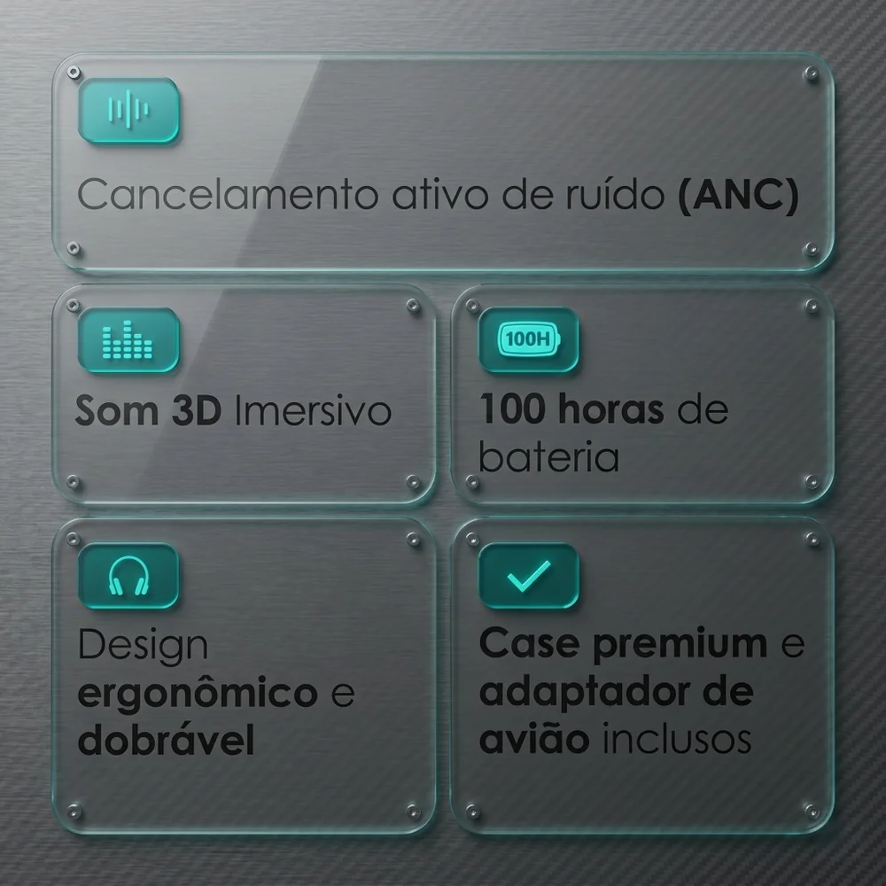 Imagem 3 de 5 do produto Headphone Fam A069n Bluetooth Anc 3d – 100h De Bateria - Preto