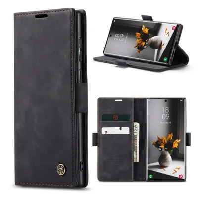 Capa Case Carteira Samsung Galaxy S26 Ultra Couro Sintético Magnética Porta Cartões - CaseMe Premium | Cor: Preto