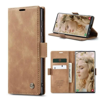 Capa Case Carteira Samsung Galaxy S26 Ultra Couro Sintético Magnética Porta Cartões - CaseMe Premium | Cor: Marrom