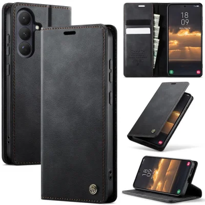 Capa Case Carteira Samsung Galaxy S26 Couro Sintético Magnética Porta Cartões - CaseMe Premium | Cor: Preto