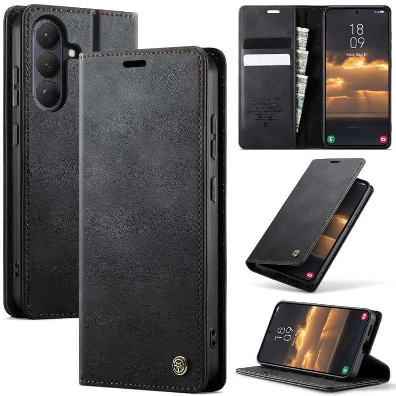 Imagem 1 de 5 do produto Capa Case Carteira Samsung Galaxy S26 Couro Sintético Magnética Porta Cartões - CaseMe Premium | Cor: Preto