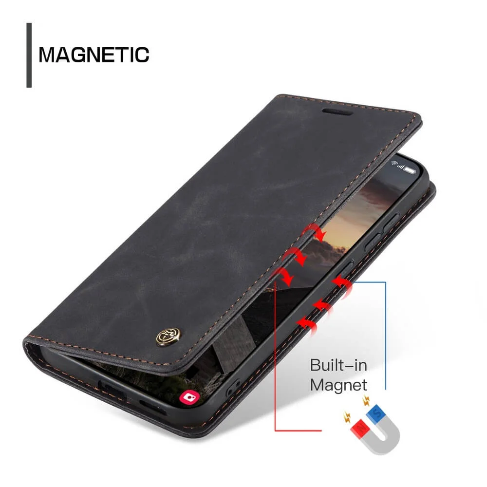 Imagem 4 de 5 do produto Capa Case Carteira Samsung Galaxy S26 Couro Sintético Magnética Porta Cartões - CaseMe Premium | Cor: Preto