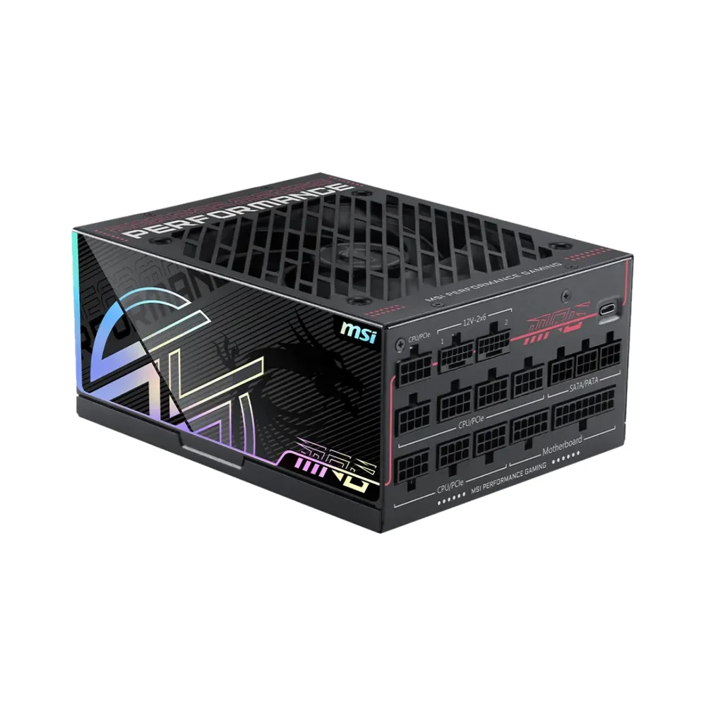Imagem 4 de 5 do produto Fonte 1600w 80 Plus Platinum Msi Mpg Ai1600ts PCie5, Atx 3.1, Full-modular, Black - Mpg Ai1600ts PCie5