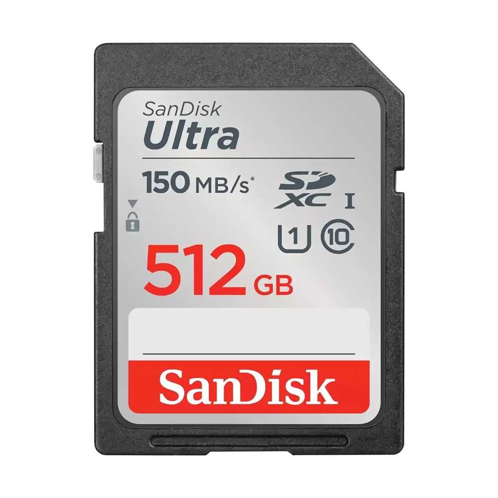Cartão De Memória Sd Sandisk Ultra 512gb Class 10 U1 Fhd Sdsdunc-512g-gn6in Leitura 100mb/s Gravação Rápida Armazenamento Câmeras Smartphone