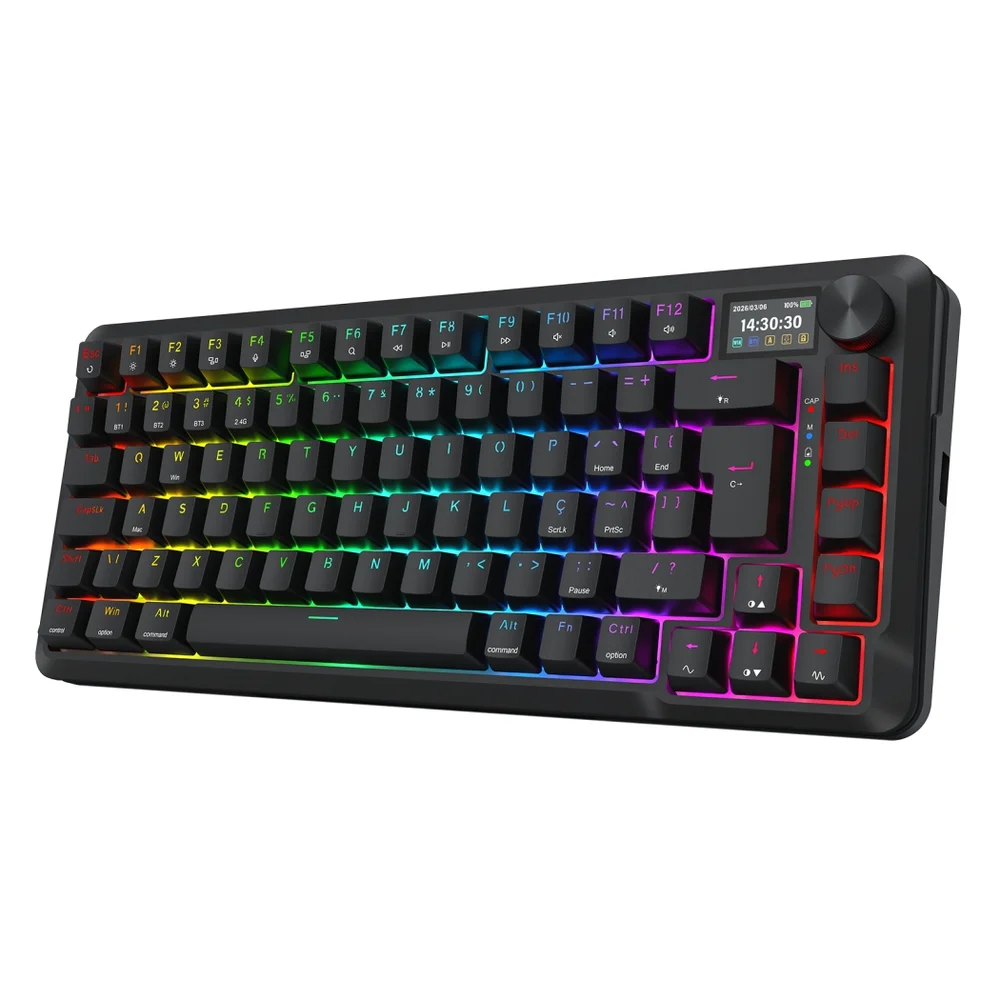 Imagem 2 de 5 do produto Teclado Mec Redragon Flekact Pro, RGB, Usb/wf/blt, 75%, Tela Lcd, Switch Leopard - K708RGB-pro