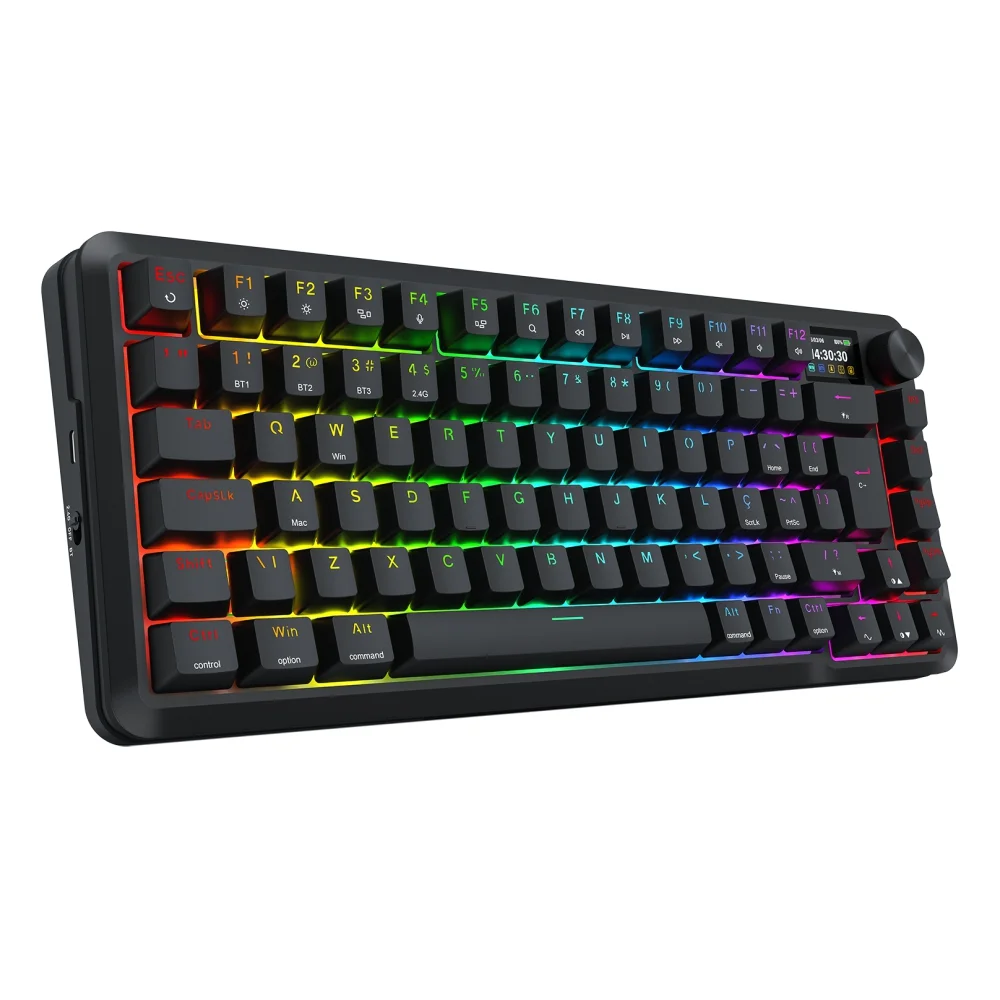 Imagem 3 de 5 do produto Teclado Mec Redragon Flekact Pro, RGB, Usb/wf/blt, 75%, Tela Lcd, Switch Leopard - K708RGB-pro