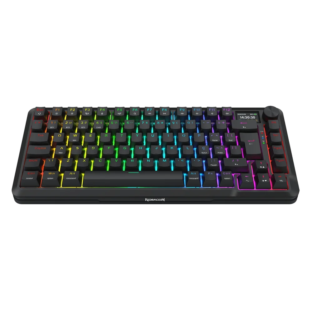 Imagem 5 de 5 do produto Teclado Mec Redragon Flekact Pro, RGB, Usb/wf/blt, 75%, Tela Lcd, Switch Leopard - K708RGB-pro