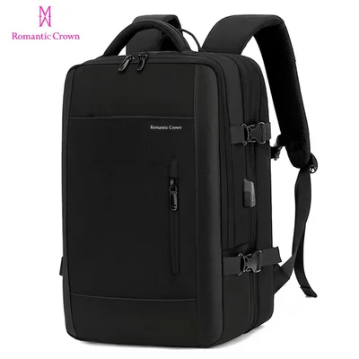 Mochila Para Notebook, Expansível, Romantic Crown, Viagem, Executiva 45l, Masculina E Feminina Reforçada, Mochila Multifuncional - Preta