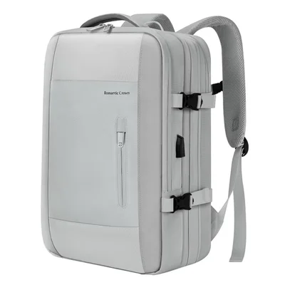 Mochila Romantic Crown Viagem Executiva Expansível 45l Masculina E Feminina Reforçada Para Notebook Mochila Multifuncional CINZA