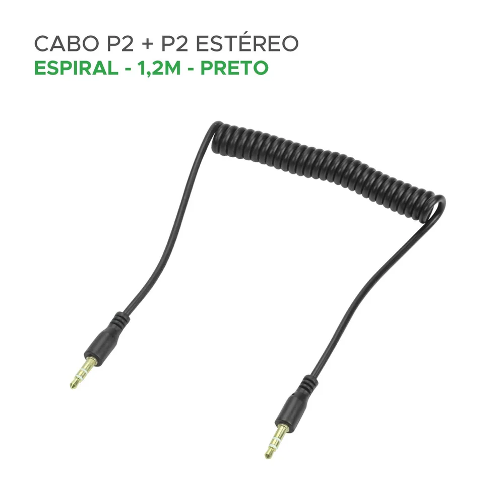 Imagem 3 de 3 do produto Cabo P2 Macho Para P2 Macho Estéreo Espiral 1.2m