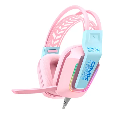 Fone De Ouvido Gamer Headset Profissional Rosa LED