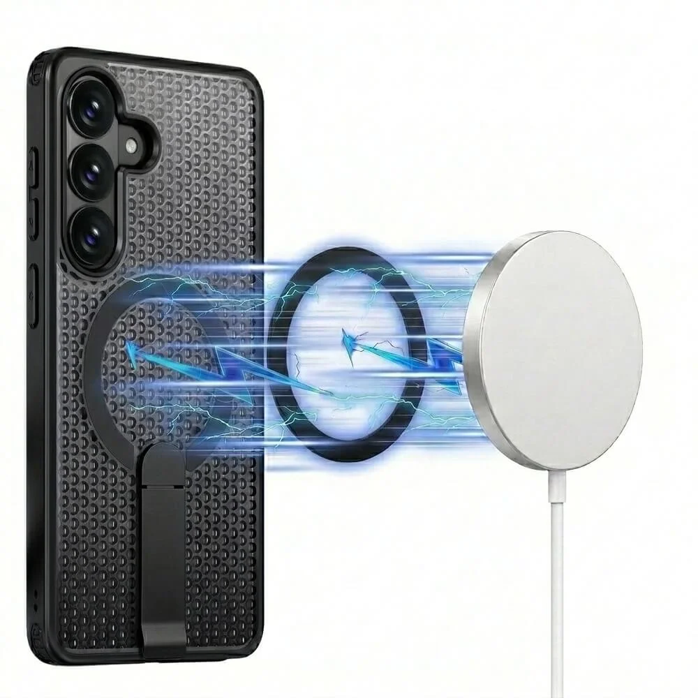 Brcshop | Capa Protetora Magnética Samsung Galaxy S26 Plus - Compatível Magsafe, Anti-Aquecimento, Suporte e Carregamento por Aproximação - Cor: Preto Brcshop | Capa Protetora Magnética Samsung Galaxy S26 Plus - Compatível Magsafe, Anti-Aquecimento, Suporte e Carregamento por Aproximação - Cor: Preto